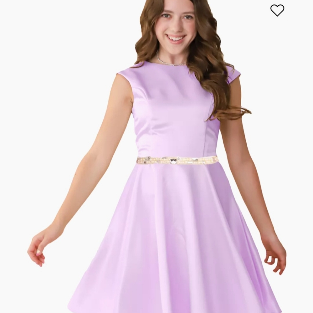 Un Deux Trois Girls' Lavender Satin Dress